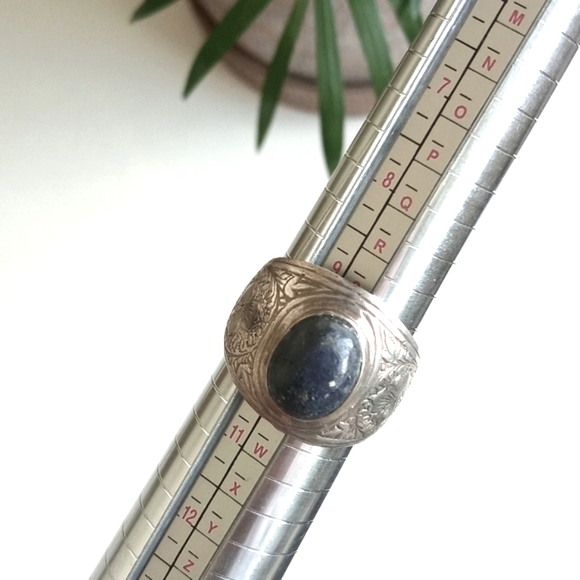 Antique Vintage 925 Sterling Silver w Blue Dumortierite Ring 10 - Picture 5 of 16